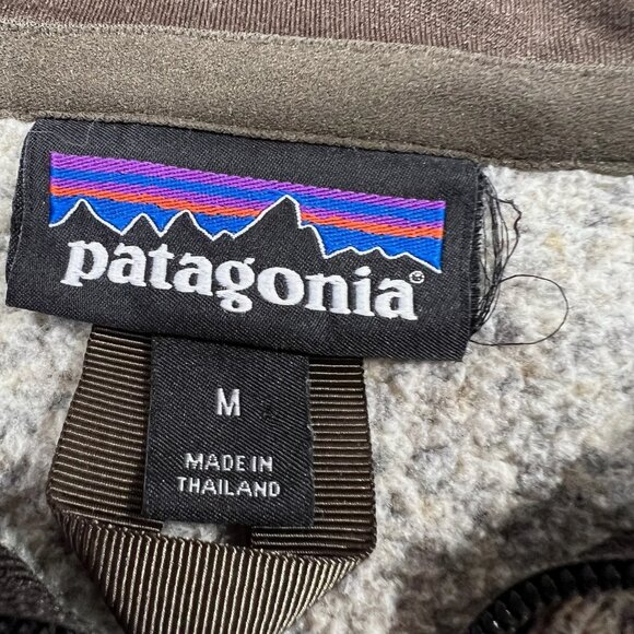 Patagonia Men's Two Tone Brown Tan Better Sweater Quarter Zip Pullover Size Med - Picture 4 of 7